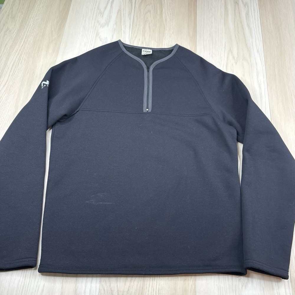 NRS Fleece Jacket Black 1/4 Zip Wavelite Polartec Power Stretch Men's Medium